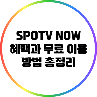 SPOTV NOW 혜택과 무료 이용 방법 총정리