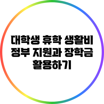 대학생 휴학 생활비: 정부 지원과 장학금 활용하기