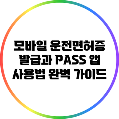 모바일 운전면허증 발급과 PASS 앱 사용법 완벽 가이드