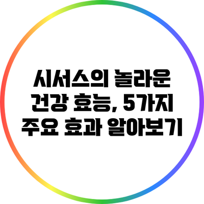 시서스의 놀라운 건강 효능, 5가지 주요 효과 알아보기