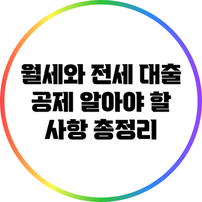 월세와 전세 대출 공제: 알아야 할 사항 총정리