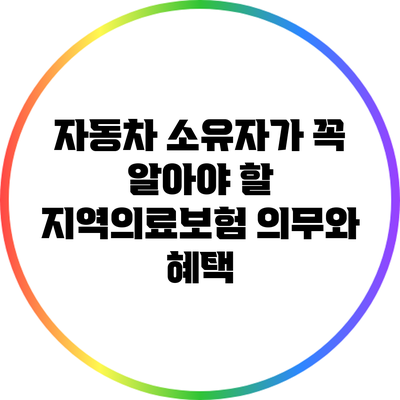 자동차 소유자가 꼭 알아야 할 지역의료보험 의무와 혜택