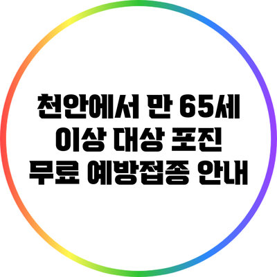 천안에서 만 65세 이상 대상 포진 무료 예방접종 안내