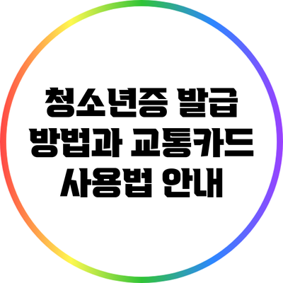 청소년증 발급 방법과 교통카드 사용법 안내