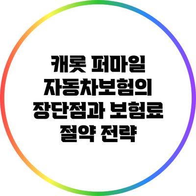 캐롯 퍼마일 자동차보험의 장단점과 보험료 절약 전략