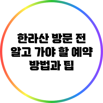 한라산 방문 전 알고 가야 할 예약 방법과 팁