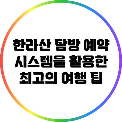 한라산 탐방 예약 시스템을 활용한 최고의 여행 팁