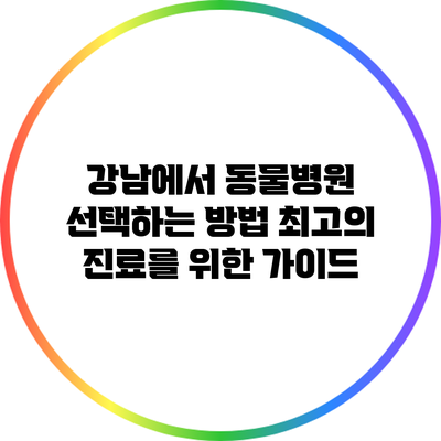 강남에서 동물병원 선택하는 방법: 최고의 진료를 위한 가이드
