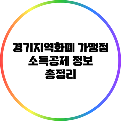 경기지역화폐 가맹점 소득공제 정보 총정리