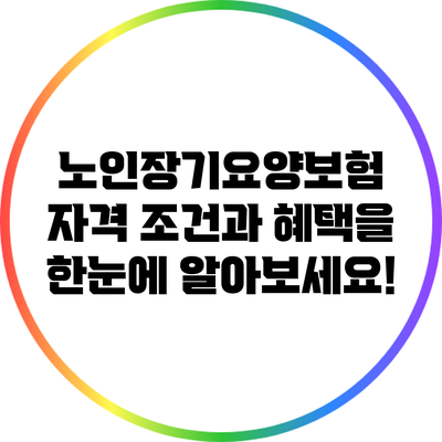 노인장기요양보험: 자격 조건과 혜택을 한눈에 알아보세요!