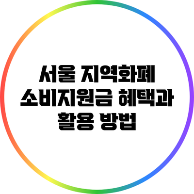 서울 지역화폐 소비지원금 혜택과 활용 방법