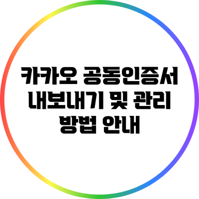 카카오 공동인증서 내보내기 및 관리 방법 안내
