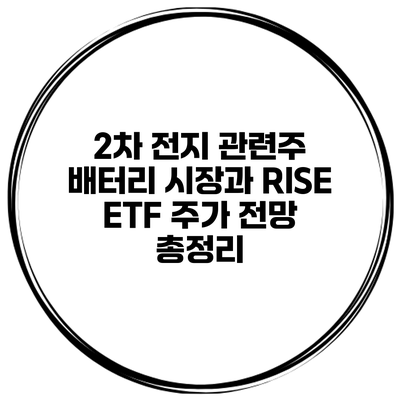 2차 전지 관련주 배터리 시장과 RISE ETF 주가 전망 총정리