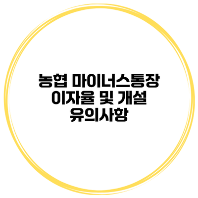 농협 마이너스통장 이자율 및 개설 유의사항