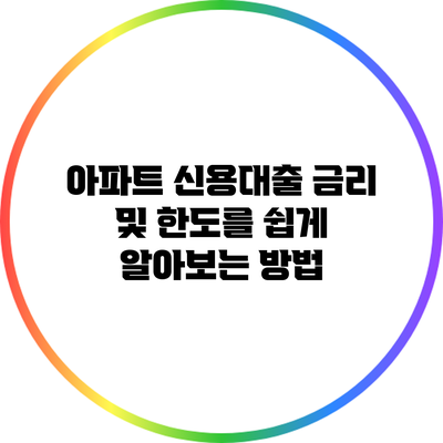 아파트 신용대출 금리 및 한도를 쉽게 알아보는 방법