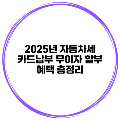 2025년 자동차세 카드납부 무이자 할부 혜택 총정리