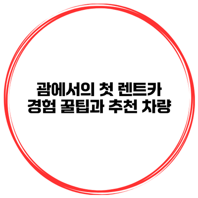 괌에서의 첫 렌트카 경험 꿀팁과 추천 차량