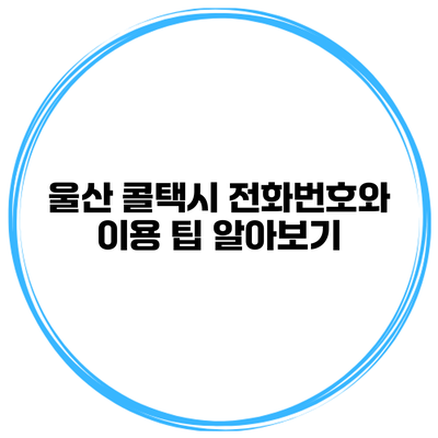 울산 콜택시 전화번호와 이용 팁 알아보기
