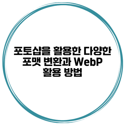 포토샵을 활용한 다양한 포맷 변환과 WebP 활용 방법